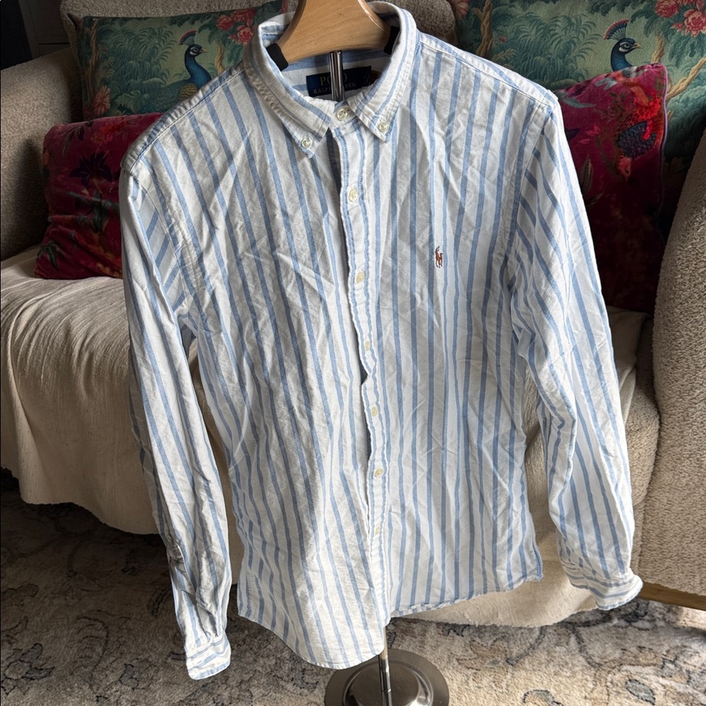 Polo by Ralph Lauren Blue and White Striped Casual Button Down Shirt